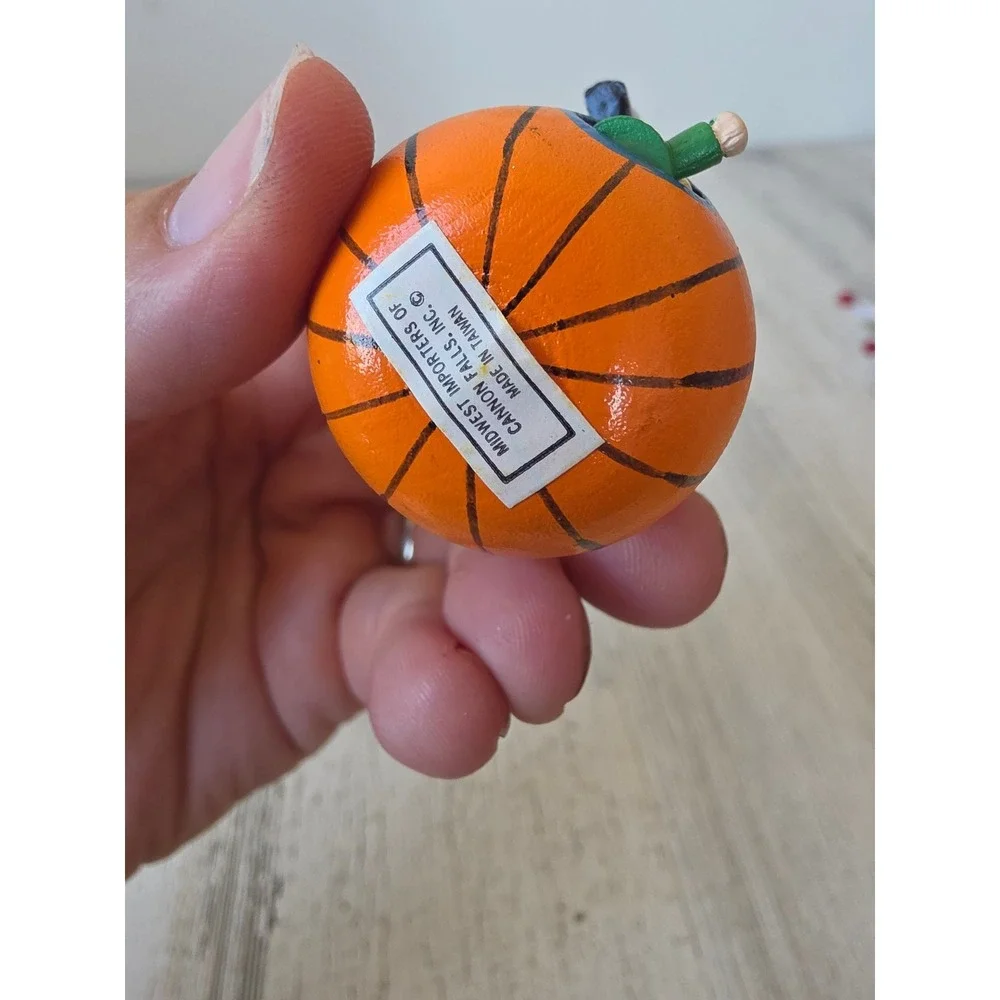 Vintage Midwest Cannon falls wooden Peter pumpkin eater ornament mini Xmas tree